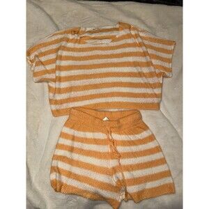 Big Time Lounge Shorts Set With Top. Orange And White Stripes. Size Medium